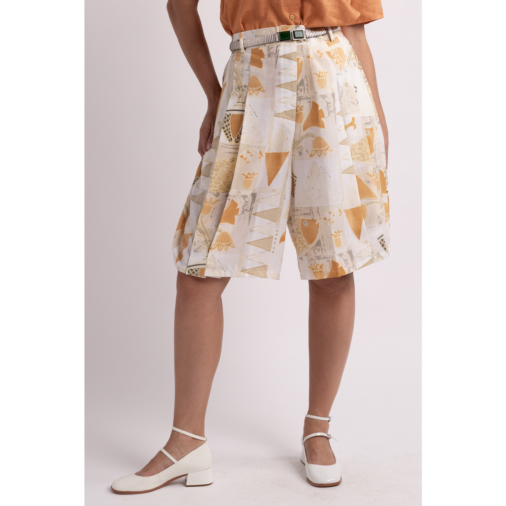 White Patterned Oversized Shorts - image 1